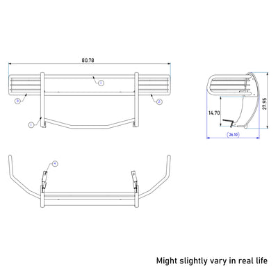 1994-2002 Dodge Ram Ram 1500 Grille Guard Kit Modular Incl. pair of 7.0"Dia.  LED  Lights w/Red Trim Rings w/ Wiring Harness and Switch | Black Horse Off Road - Image 3