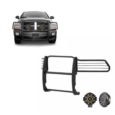 2003-2005 Dodge Ram Ram 1500 Grille Guard Kit Modular Incl. pair of 7.0"Dia.  LED  Lights w/ Black Trim Rings w/ Wiring Harness and Switch | Black Horse Off Road - Image 1