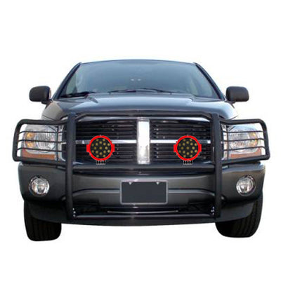 2003-2005 Dodge Ram Ram 1500 Grille Guard Kit Modular Incl. pair of 7.0"Dia.  LED  Lights w/Red Trim Rings w/ Wiring Harness and Switch | Black Horse Off Road - Image 6