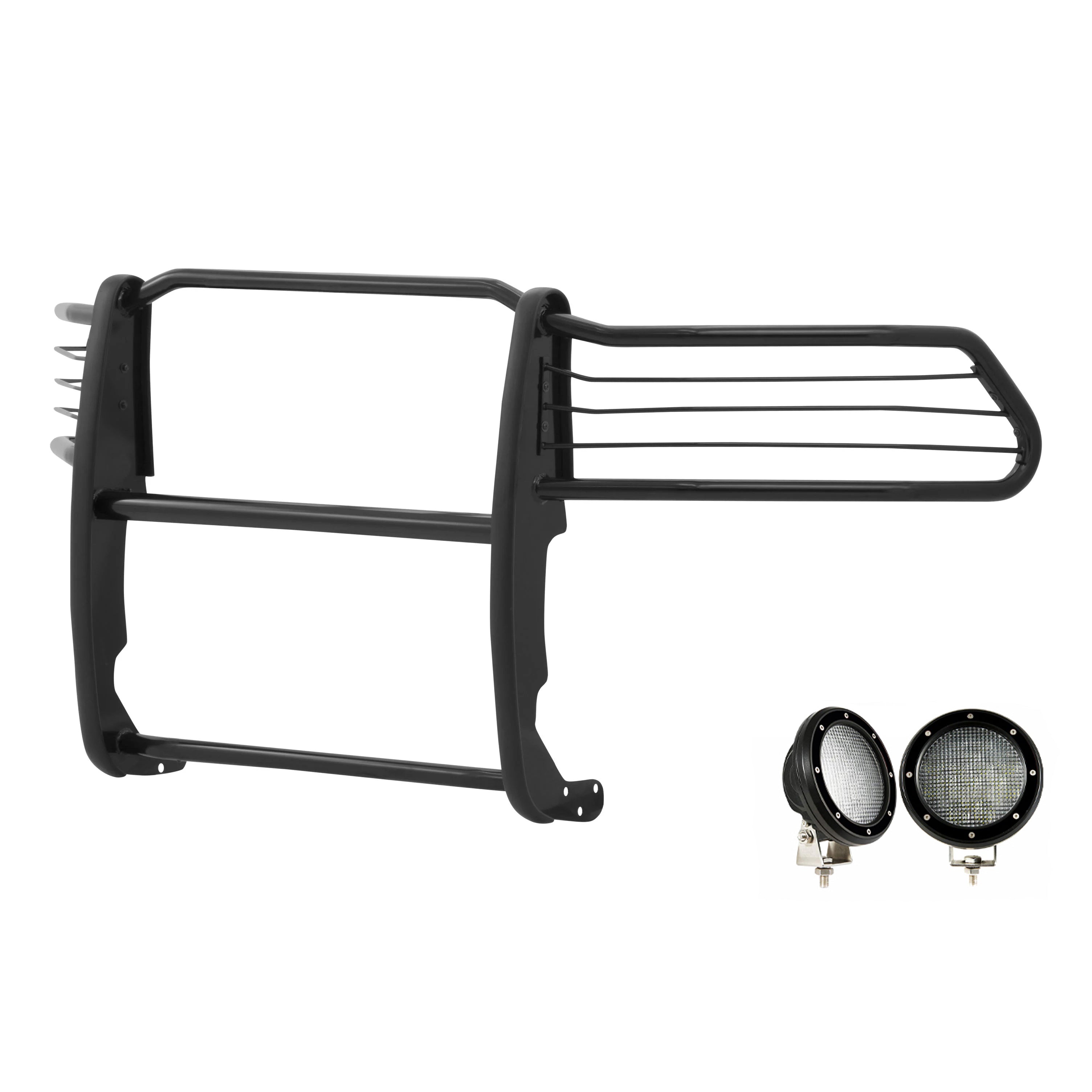 2009-2024 Dodge Ram 1500 Grille Guard Kit Modular Pair  of 5.3" Dia. LED Flood Lights w/ Black Trim Rings Wiring Harness  and Switch | Black Horse Off Road - Image 7