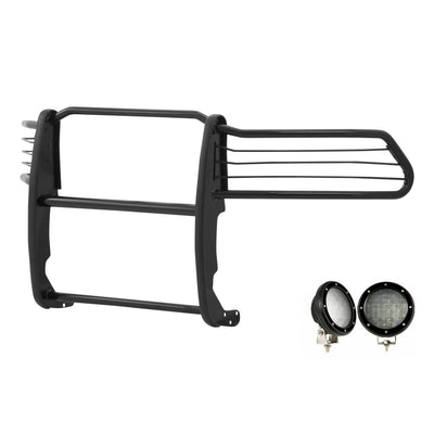 2009-2024 Dodge Ram 1500 Grille Guard Kit Modular Pair  of 5.3" Dia. LED Flood Lights w/ Black Trim Rings Wiring Harness  and Switch | Black Horse Off Road - Image 7