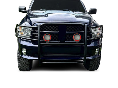 2009-2024 Dodge Ram 1500 Grille Guard Kit Modular Pair  of 5.3" Dia. LED Flood Lights w/ Red Trim Rings Wiring Harness  and Switch | Black Horse Off Road - Image 6
