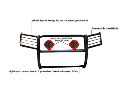 2019-2026 Dodge Ram 1500 Grille Guard Kit Modular Incl. pair of 7.0"Dia.  LED  Lights w/Red Trim Rings w/ Wiring Harness and Switch | Black Horse Off Road - Image 5