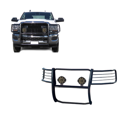2019-2024 Dodge Ram 2500 Grille Guard Kit Modular Incl. pair of 7.0"Dia.  LED  Lights w/ Black Trim Rings w/ Wiring Harness and Switch | Black Horse Off Road - Image 1