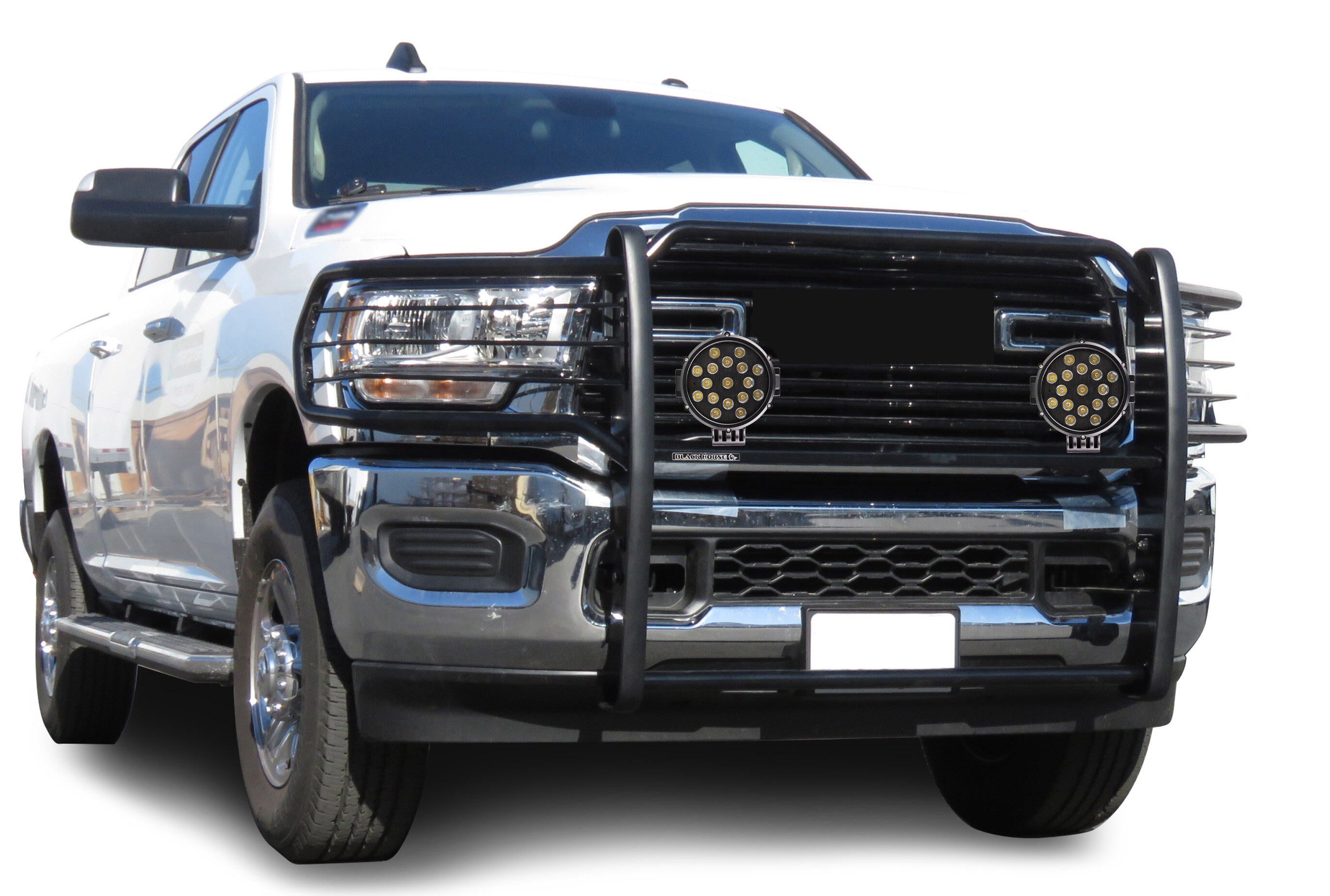 2019-2024 Dodge Ram 2500 Grille Guard Kit Modular Incl. pair of 7.0"Dia.  LED  Lights w/ Black Trim Rings w/ Wiring Harness and Switch | Black Horse Off Road - Image 5
