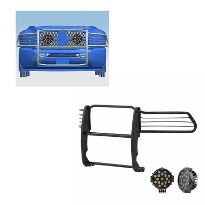 2010-2018 Dodge Ram 2500 Grille Guard Kit Modular Incl. pair of 7.0"Dia.  LED  Lights w/ Black Trim Rings w/ Wiring Harness and Switch | Black Horse Off Road - Image 4