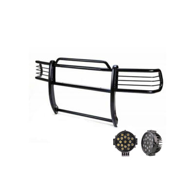 1999-2004 Jeep Grand Cherokee Grille Guard Kit Modular Incl. pair of 7.0"Dia.  LED  Lights w/ Black Trim Rings w/ Wiring Harness and Switch | Black Horse Off Road - Image 5