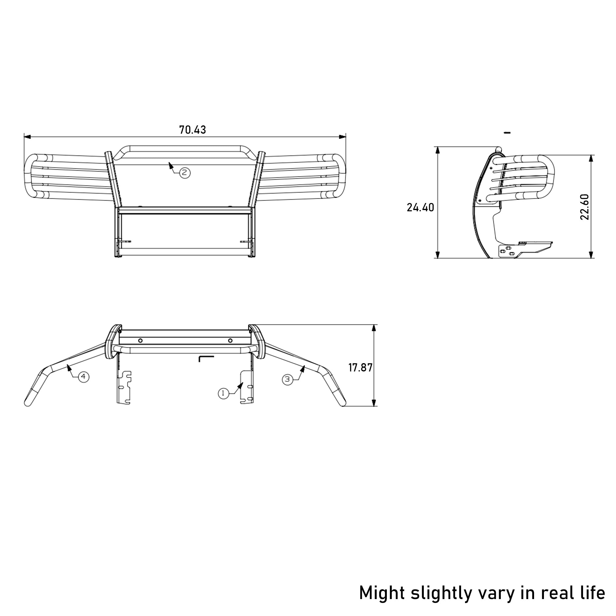 1999-2004 Jeep Grand Cherokee Grille Guard Kit Modular Pair  of 5.3" Dia. LED Flood Lights w/ Red Trim Rings Wiring Harness  and Switch | Black Horse Off Road - Image 4