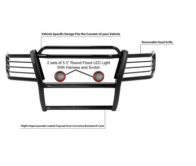 1999-2004 Jeep Grand Cherokee Grille Guard Kit Modular Pair  of 5.3" Dia. LED Flood Lights w/ Red Trim Rings Wiring Harness  and Switch | Black Horse Off Road - Image 8