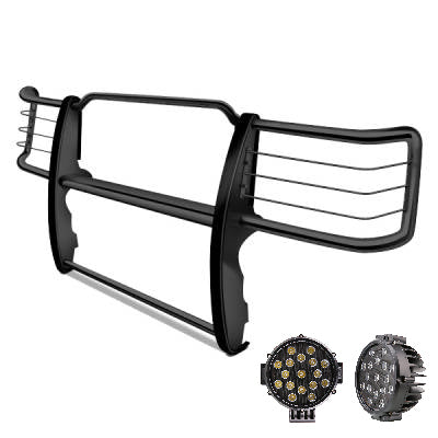 1995-2001 Ford Explorer / Mercury Mountaineer Grille Guard Kit Modular Incl. pair of 7.0"Dia.  LED  Lights w/ Black Trim Rings w/ Wiring Harness and Switch | Black Horse Off Road - Image 4