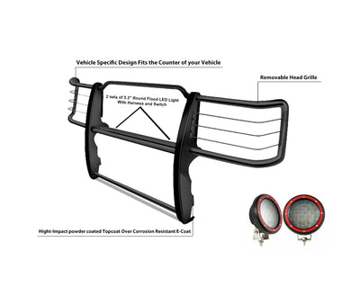1995-2001 Ford Explorer / Mercury Mountaineer Grille Guard Kit Modular Pair  of 5.3" Dia. LED Flood Lights w/ Red Trim Rings Wiring Harness  and Switch | Black Horse Off Road - Image 9