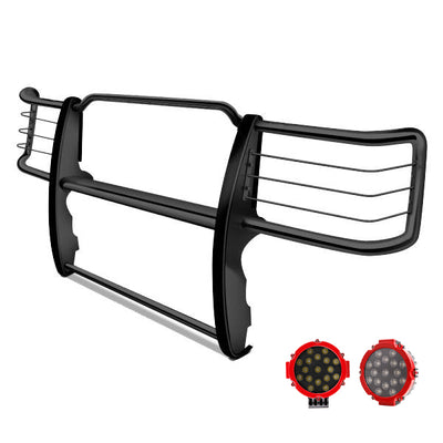 1995-2001 Ford Explorer / Mercury Mountaineer Grille Guard Kit Modular Incl. pair of 7.0"Dia.  LED  Lights w/Red Trim Rings w/ Wiring Harness and Switch | Black Horse Off Road - Image 4
