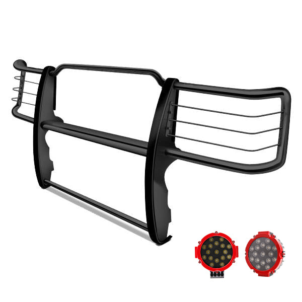 1995-2001 Ford Explorer / Mercury Mountaineer Grille Guard Kit Modular Incl. pair of 7.0"Dia.  LED  Lights w/Red Trim Rings w/ Wiring Harness and Switch | Black Horse Off Road - Image 4