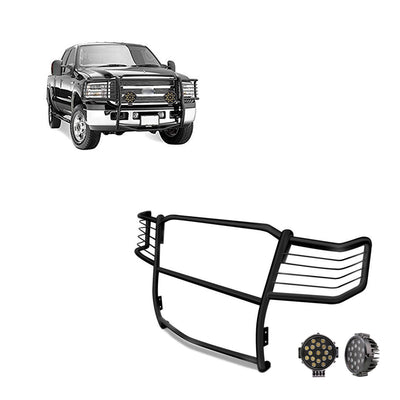 1999-2007 Ford F-250 Super Duty Grille Guard Kit Modular Incl. pair of 7.0"Dia.  LED  Lights w/ Black Trim Rings w/ Wiring Harness and Switch | Black Horse Off Road - Image 1