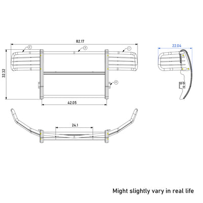 1999-2007 Ford F-250 Super Duty Grille Guard Kit Modular Pair  of 5.3" Dia. LED Flood Lights w/ Black Trim Rings Wiring Harness  and Switch | Black Horse Off Road - Image 5