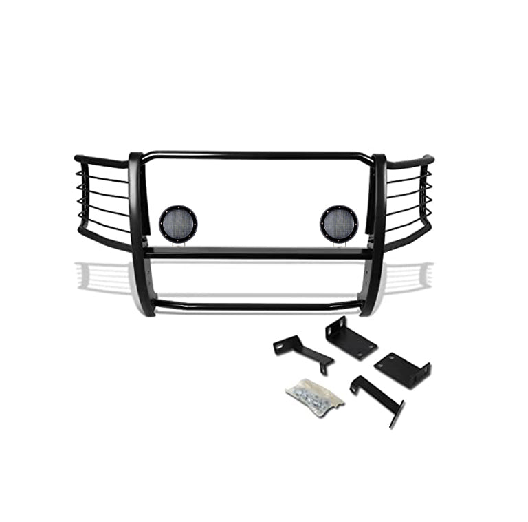 1999-2007 Ford F-250 Super Duty Grille Guard Kit Modular Pair  of 5.3" Dia. LED Flood Lights w/ Black Trim Rings Wiring Harness  and Switch | Black Horse Off Road - Image 9