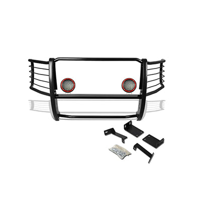 1999-2007 Ford F-250 Super Duty Grille Guard Kit Modular Pair  of 5.3" Dia. LED Flood Lights w/ Red Trim Rings Wiring Harness  and Switch | Black Horse Off Road - Image 9