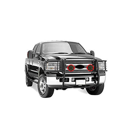 1999-2007 Ford F-250 Super Duty Grille Guard Kit Modular Incl. pair of 7.0"Dia.  LED  Lights w/Red Trim Rings w/ Wiring Harness and Switch | Black Horse Off Road - Image 5