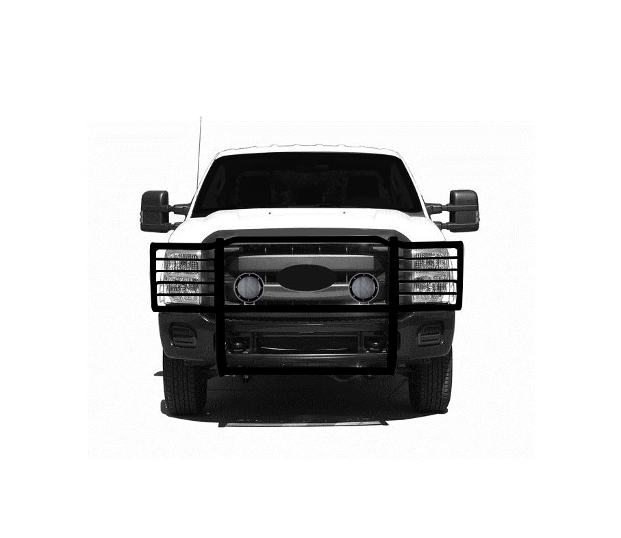 2011-2016 Ford F-250 Super Duty Grille Guard Kit Modular Pair  of 5.3" Dia. LED Flood Lights w/ Black Trim Rings Wiring Harness  and Switch | Black Horse Off Road - Image 6