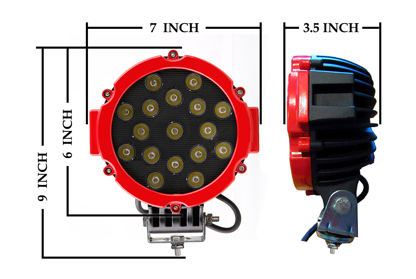 2011-2016 Ford F-250 Super Duty Grille Guard Kit Modular Incl. pair of 7.0"Dia.  LED  Lights w/Red Trim Rings w/ Wiring Harness and Switch | Black Horse Off Road - Image 10