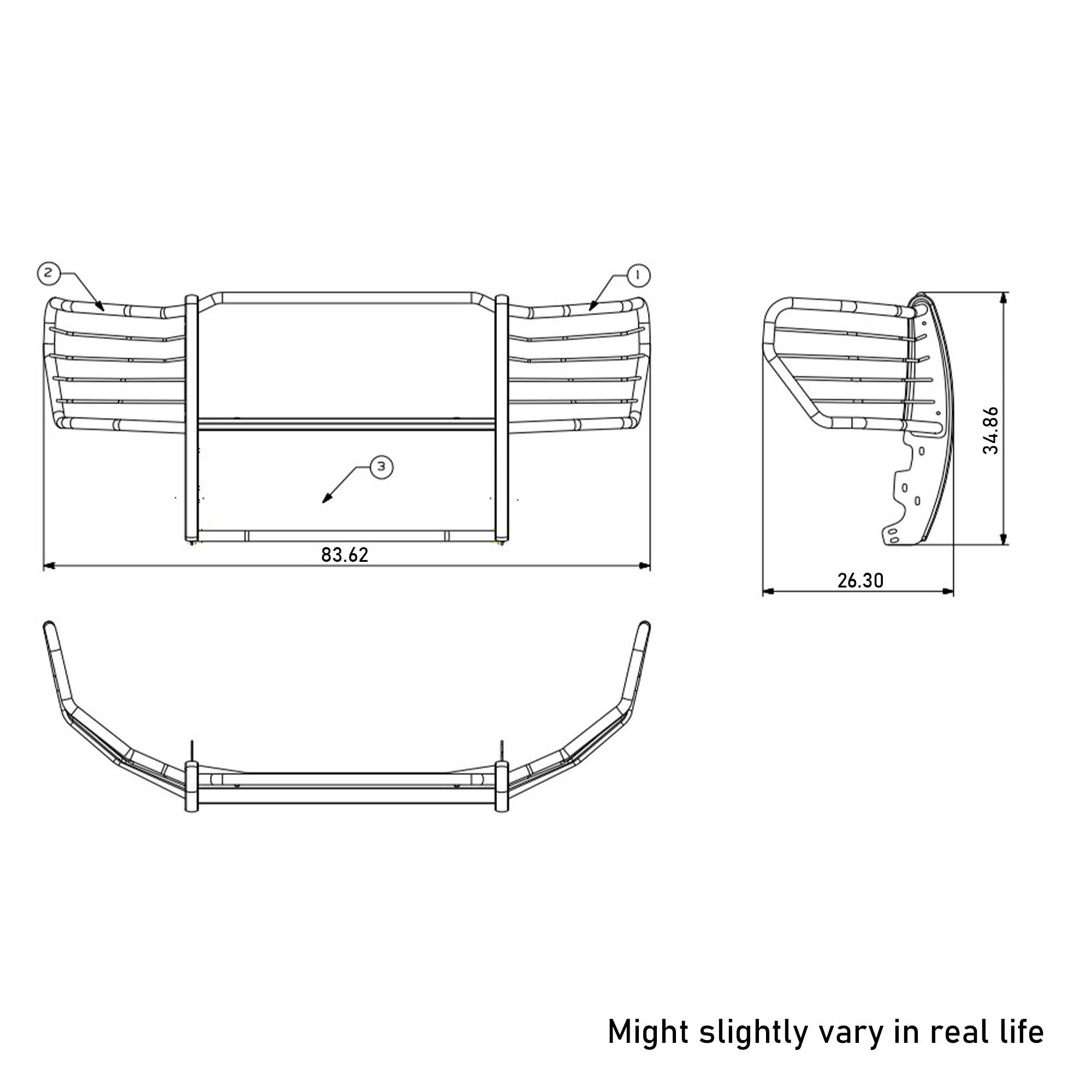 2011-2016 Ford F-250 Super Duty Grille Guard Kit Modular Incl. pair of 7.0"Dia.  LED  Lights w/Red Trim Rings w/ Wiring Harness and Switch | Black Horse Off Road - Image 3