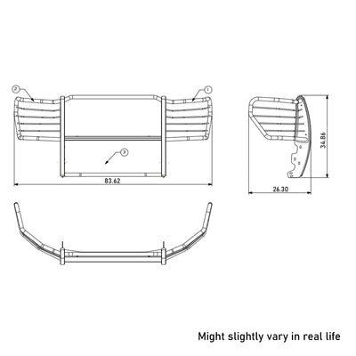 2011-2016 Ford F-250 Super Duty Grille Guard Kit Modular Incl. pair of 7.0"Dia.  LED  Lights w/Red Trim Rings w/ Wiring Harness and Switch | Black Horse Off Road - Image 3