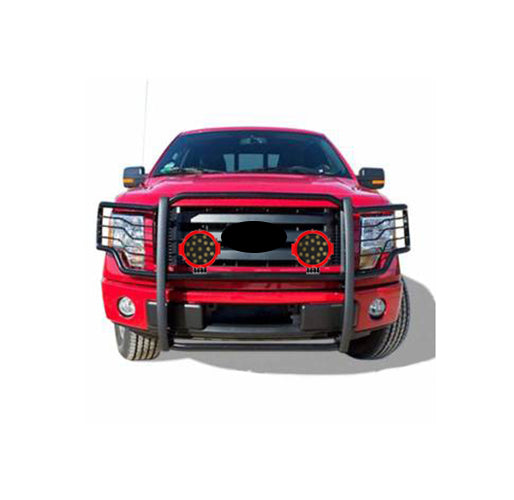 2011-2016 Ford F-250 Super Duty Grille Guard Kit Modular Incl. pair of 7.0"Dia.  LED  Lights w/Red Trim Rings w/ Wiring Harness and Switch | Black Horse Off Road - Image 5
