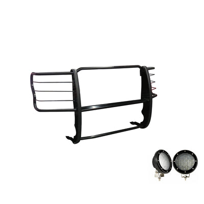 2017-2022 Ford F-250 Super Duty Grille Guard Kit Modular Pair  of 5.3" Dia. LED Flood Lights w/ Black Trim Rings Wiring Harness  and Switch | Black Horse Off Road - Image 10
