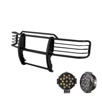 2001-2005 Ford Explorer Sport Grille Guard Kit Modular Incl. pair of 7.0"Dia.  LED  Lights w/ Black Trim Rings w/ Wiring Harness and Switch | Black Horse Off Road - Image 4