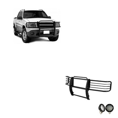 2001-2005 Ford Explorer Sport Grille Guard Kit Modular Pair  of 5.3" Dia. LED Flood Lights w/ Black Trim Rings Wiring Harness  and Switch | Black Horse Off Road - Image 1