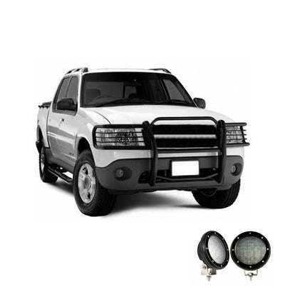 2001-2005 Ford Explorer Sport Grille Guard Kit Modular Pair  of 5.3" Dia. LED Flood Lights w/ Black Trim Rings Wiring Harness  and Switch | Black Horse Off Road - Image 5
