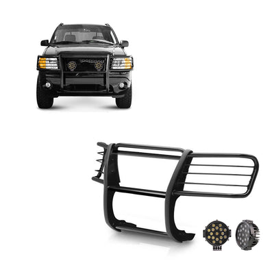 2002-2005 Ford Explorer Grille Guard Kit Modular Incl. pair of 7.0"Dia.  LED  Lights w/ Black Trim Rings w/ Wiring Harness and Switch | Black Horse Off Road - Image 1