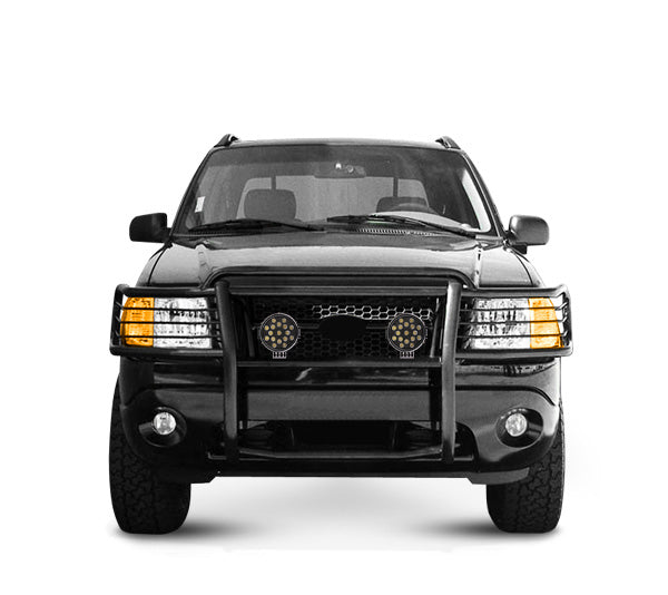 2002-2005 Ford Explorer Grille Guard Kit Modular Incl. pair of 7.0"Dia.  LED  Lights w/ Black Trim Rings w/ Wiring Harness and Switch | Black Horse Off Road - Image 3