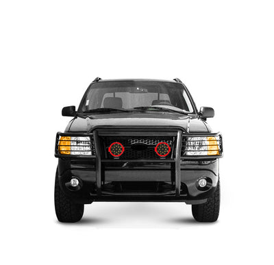 2002-2005 Ford Explorer Grille Guard Kit Modular Incl. pair of 7.0"Dia.  LED  Lights w/Red Trim Rings w/ Wiring Harness and Switch | Black Horse Off Road - Image 3