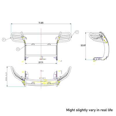 2011-2015 Ford Explorer Grille Guard Kit Modular Pair  of 5.3" Dia. LED Flood Lights w/ Black Trim Rings Wiring Harness  and Switch | Black Horse Off Road - Image 2