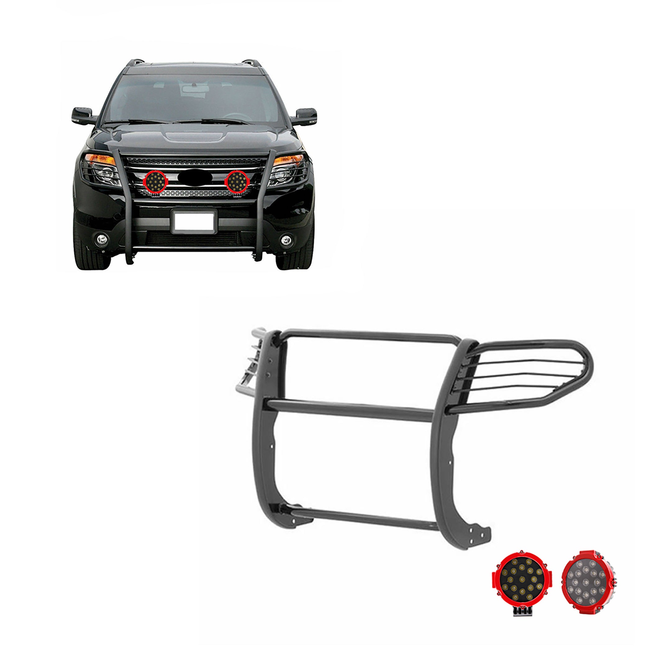2016-2019 Ford Explorer Grille Guard Kit Modular | Black Horse Off Road - Image 1
