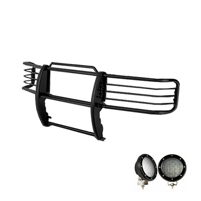 1999-2004 Ford Expedition Grille Guard Kit Modular Pair  of 5.3" Dia. LED Flood Lights w/ Black Trim Rings Wiring Harness  and Switch | Black Horse Off Road - Image 1