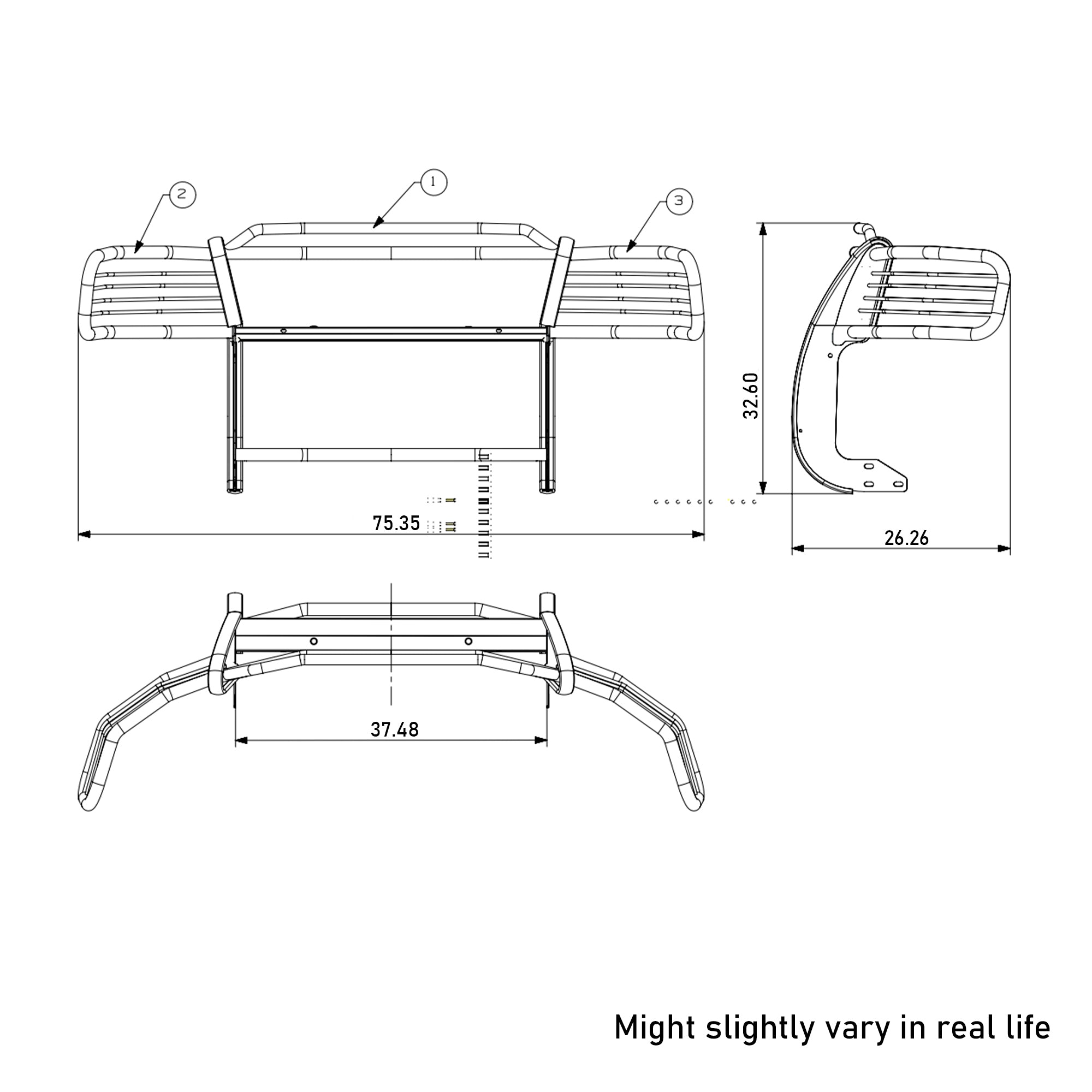 1999-2007 Ford Expedition Grille Guard Kit Modular Pair  of 5.3" Dia. LED Flood Lights w/ Black Trim Rings Wiring Harness  and Switch | Black Horse Off Road - Image 3
