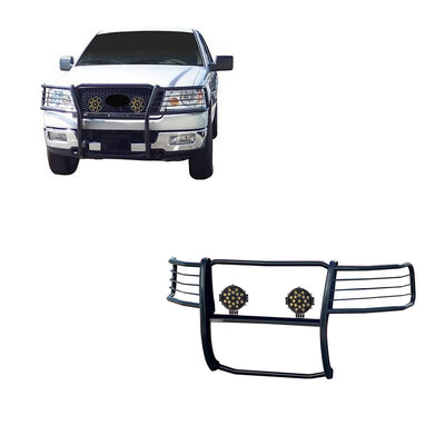 2004-2008 Ford F-150 Grille Guard Kit Modular Incl. pair of 7.0"Dia.  LED  Lights w/ Black Trim Rings w/ Wiring Harness and Switch | Black Horse Off Road - Image 1