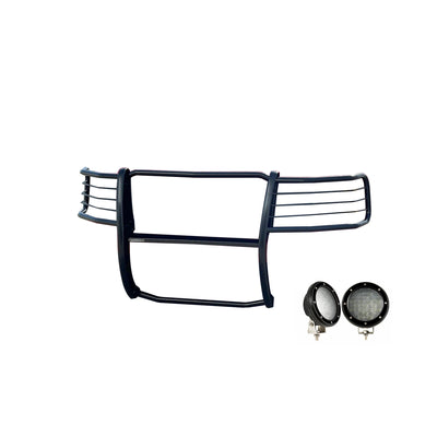 2004-2008 Ford F-150 Grille Guard Kit Modular Pair  of 5.3" Dia. LED Flood Lights w/ Black Trim Rings Wiring Harness  and Switch | Black Horse Off Road - Image 9