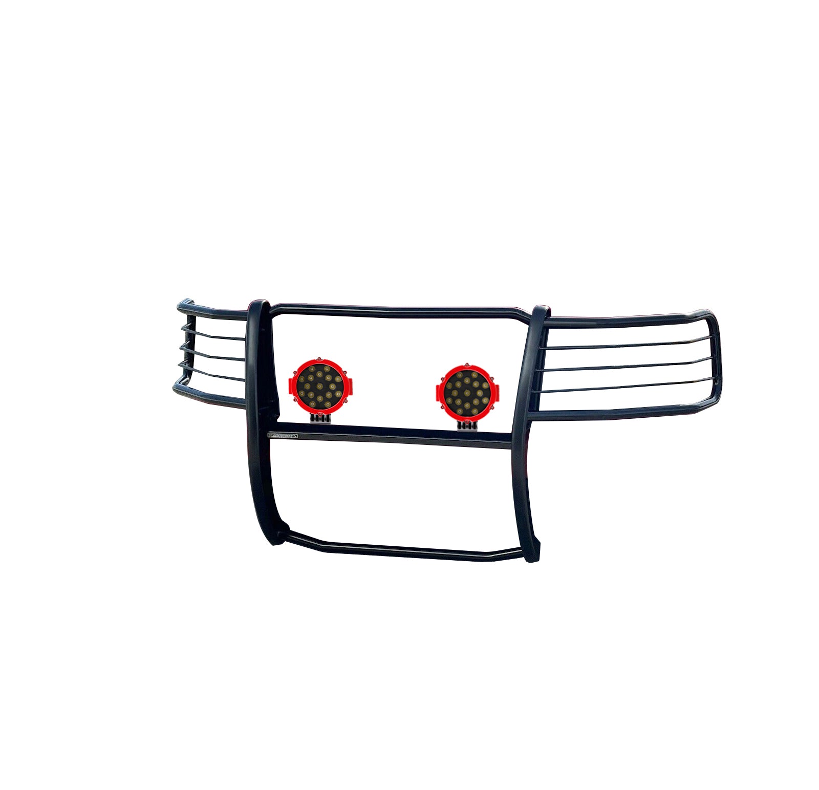 2004-2008 Ford F-150 Grille Guard Kit Modular Incl. pair of 7.0"Dia.  LED  Lights w/Red Trim Rings w/ Wiring Harness and Switch | Black Horse Off Road - Image 4