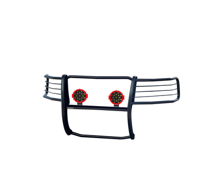 2004-2008 Ford F-150 Grille Guard Kit Modular Incl. pair of 7.0"Dia.  LED  Lights w/Red Trim Rings w/ Wiring Harness and Switch | Black Horse Off Road - Image 4