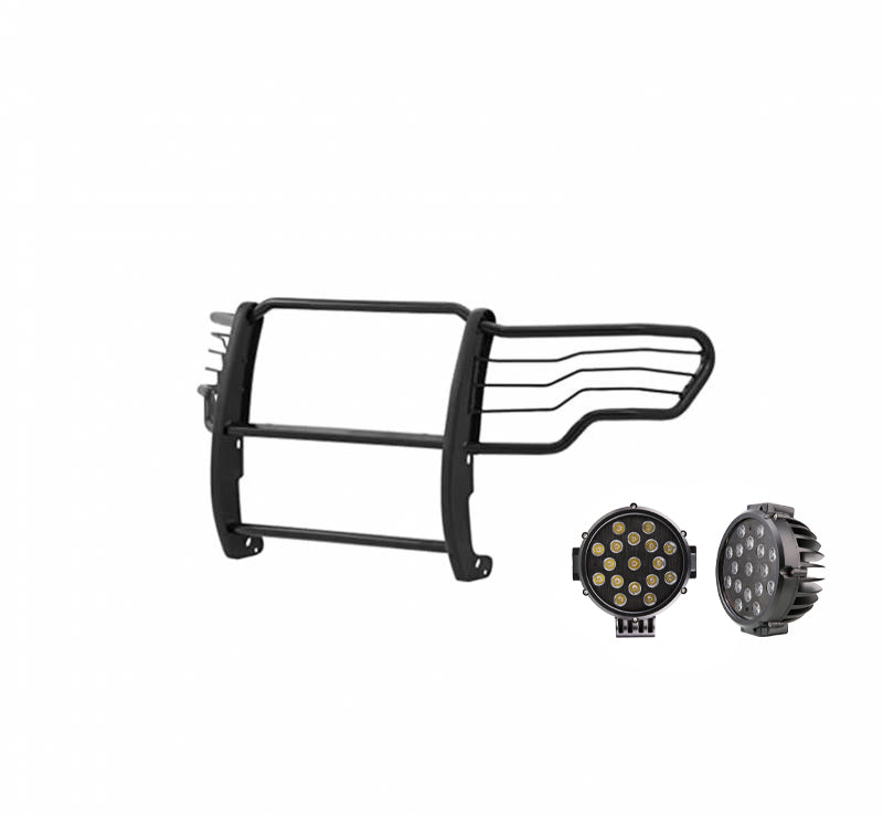 2009-2014 Ford F-150 Grille Guard Kit Modular Incl. pair of 7.0"Dia.  LED  Lights w/ Black Trim Rings w/ Wiring Harness and Switch | Black Horse Off Road - Image 5