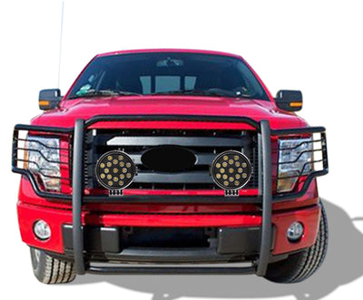 2009-2014 Ford F-150 Grille Guard Kit Modular Incl. pair of 7.0"Dia.  LED  Lights w/ Black Trim Rings w/ Wiring Harness and Switch | Black Horse Off Road - Image 7