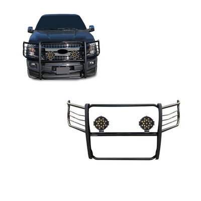 2015-2025 Ford F-150 Grille Guard Kit Modular Incl. pair of 7.0"Dia.  LED  Lights w/ Black Trim Rings w/ Wiring Harness and Switch | Black Horse Off Road - Image 1