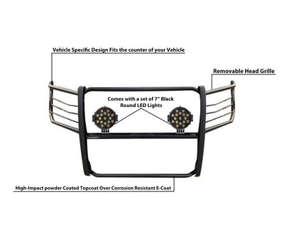 2015-2025 Ford F-150 Grille Guard Kit Modular Incl. pair of 7.0"Dia.  LED  Lights w/ Black Trim Rings w/ Wiring Harness and Switch | Black Horse Off Road - Image 6