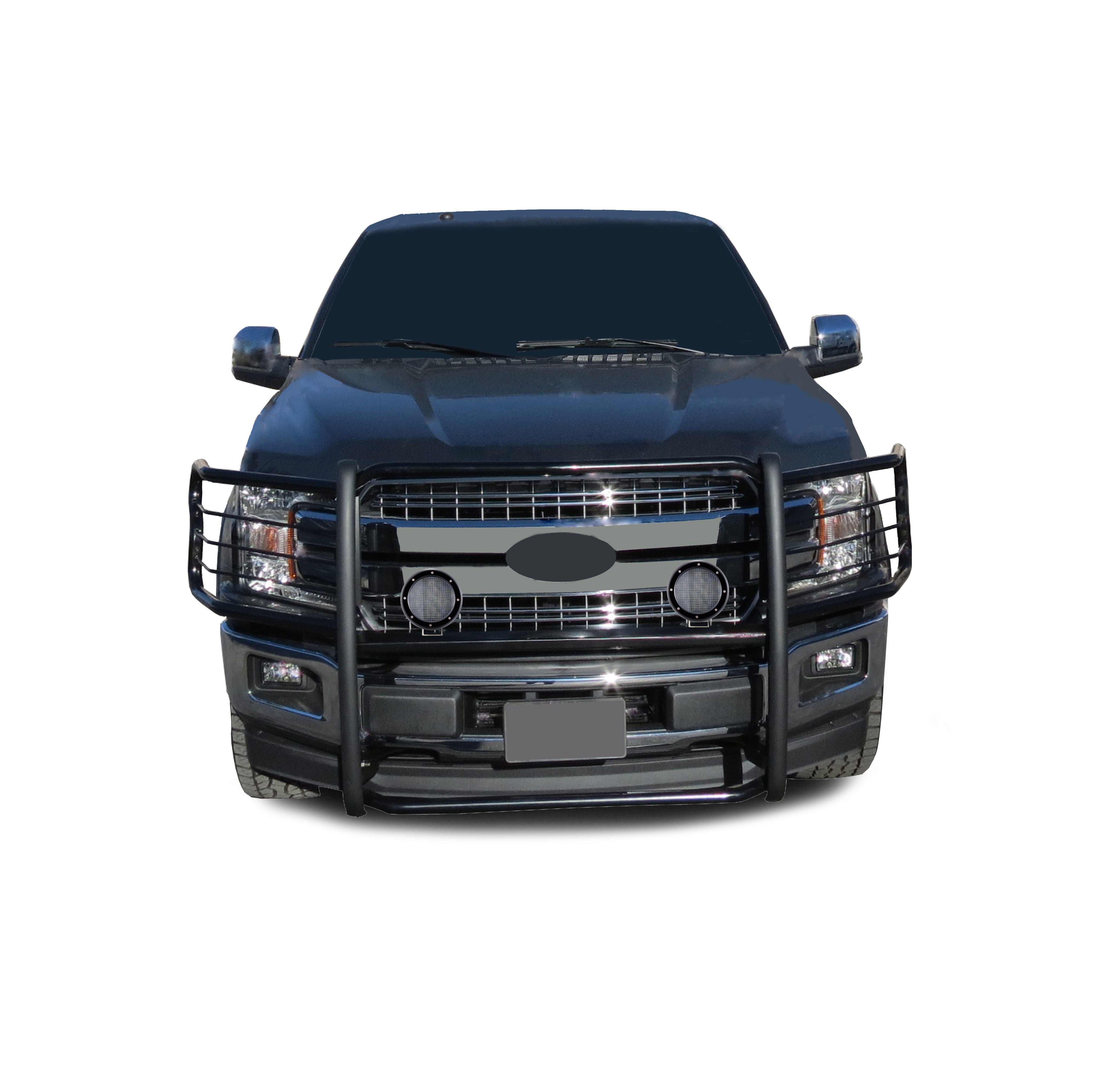 2015-2025 Ford F-150 Grille Guard Kit Modular Pair  of 5.3" Dia. LED Flood Lights w/ Black Trim Rings Wiring Harness  and Switch | Black Horse Off Road - Image 8