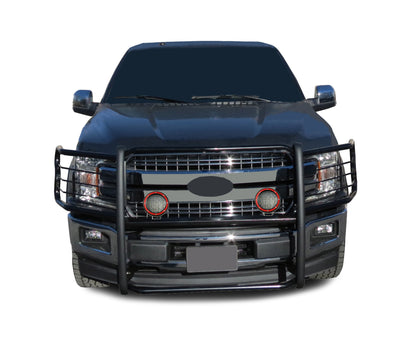 2015-2025 Ford F-150 Grille Guard Kit Modular Pair  of 5.3" Dia. LED Flood Lights w/ Red Trim Rings Wiring Harness  and Switch | Black Horse Off Road - Image 7