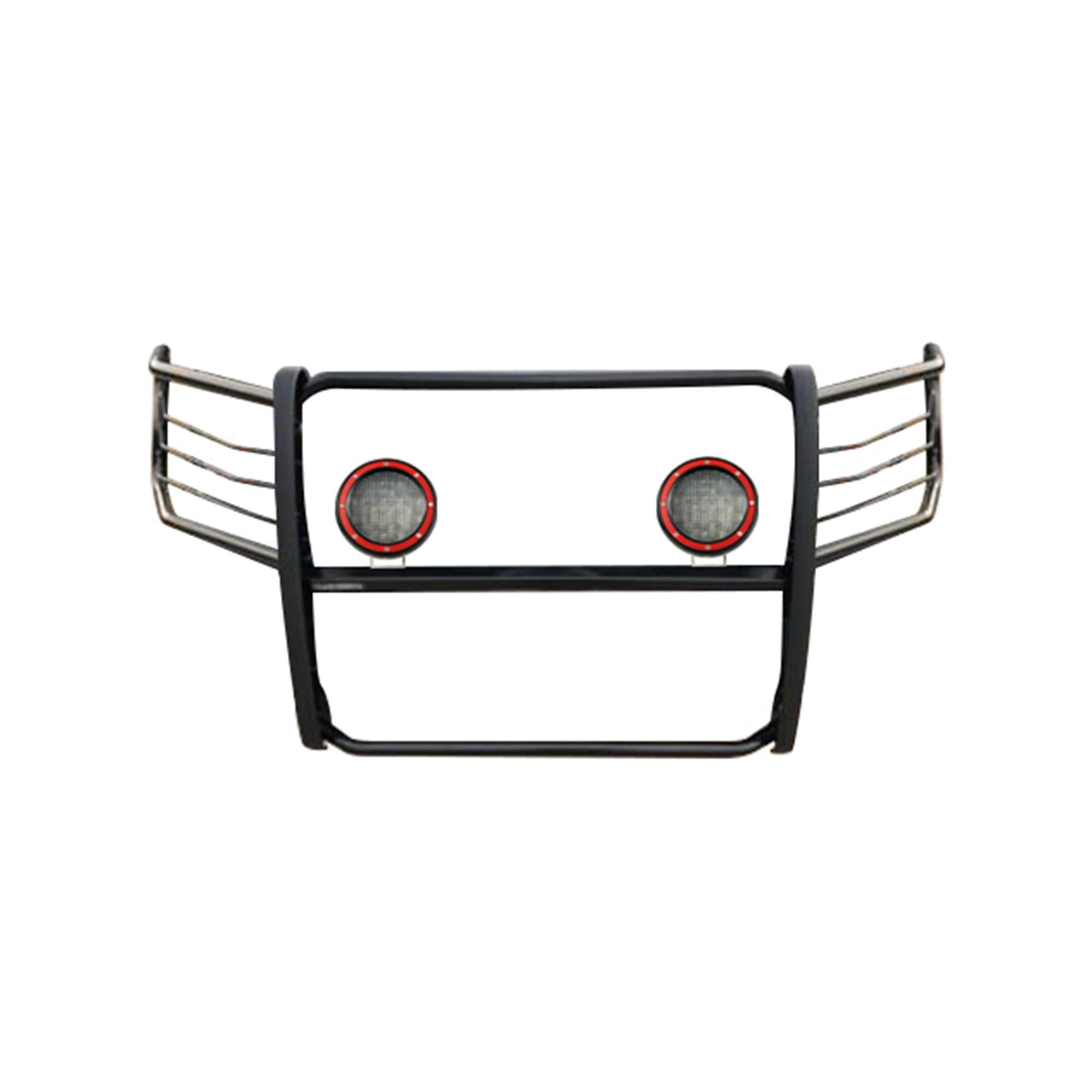 2015-2025 Ford F-150 Grille Guard Kit Modular Pair  of 5.3" Dia. LED Flood Lights w/ Red Trim Rings Wiring Harness  and Switch | Black Horse Off Road - Image 9