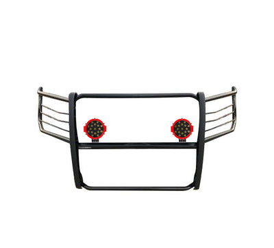2015-2025 Ford F-150 Grille Guard Kit Modular Incl. pair of 7.0"Dia.  LED  Lights w/Red Trim Rings w/ Wiring Harness and Switch | Black Horse Off Road - Image 4